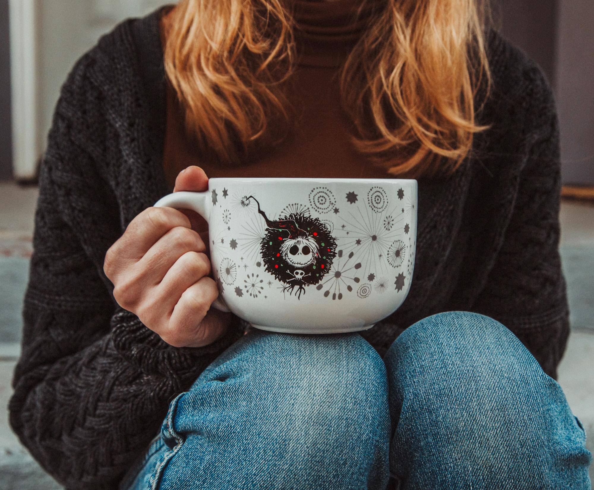 Alt View 3. Disney - Disney Nightmare Before Christmas Santa Jack Wreath Ceramic Soup Mug With Lid - Black.