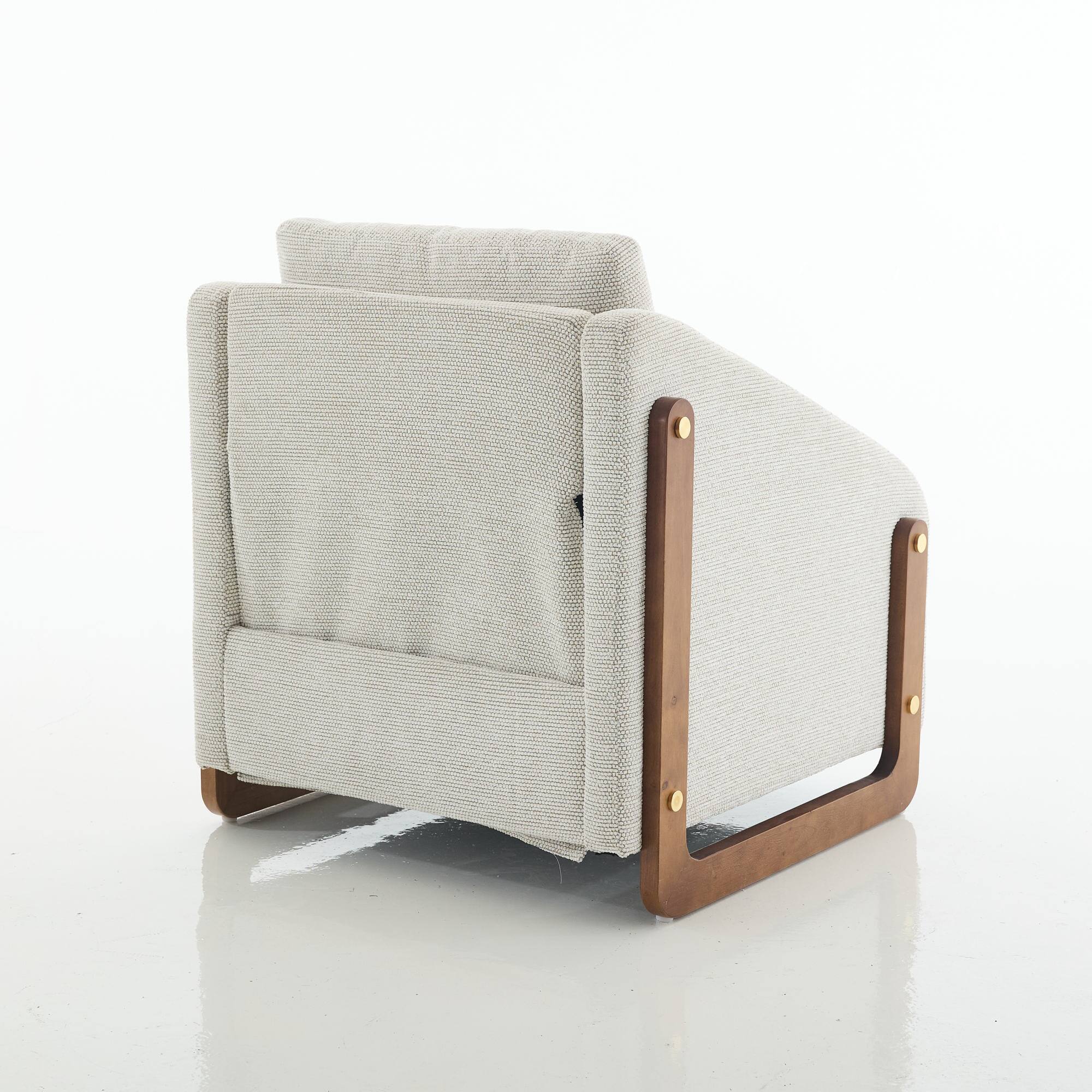 Alt View 10. GOODSILO - Modern Upholstered Armchair with Wooden Side Frame and Cushioned Seat for Living Room or Bedroom - Beige.