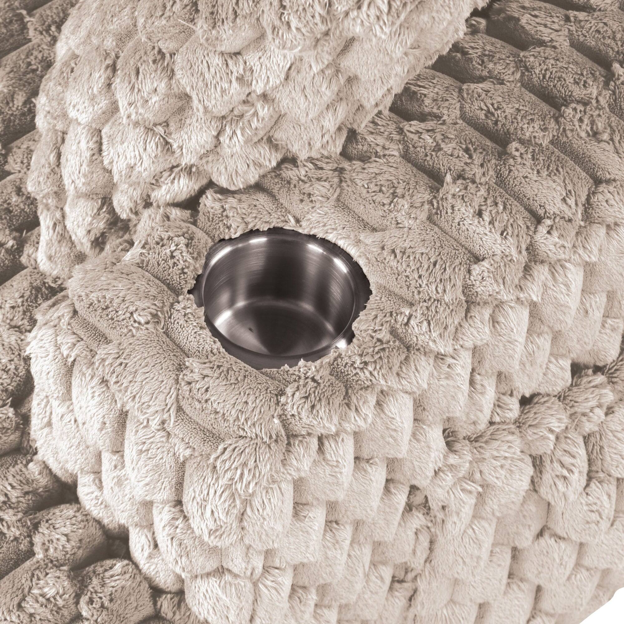 Alt View 7. Boyel Living - Fabric Cotton Chaise Lounge Recliner Loveseat Sofa Bed with 2 Cup Holders and Magazine Pocket - Brown.