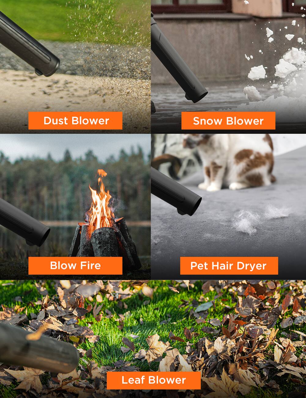 Dust Blower, Snow Blower, Blow Fire, Pet Hair Dryer, Leaf Blower