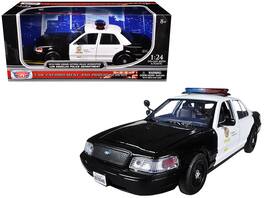 2010 Ford Crown Victoria LAPD Los Angeles Police Department Car 1/24 Diecast Car Model by Motormax - Black and White