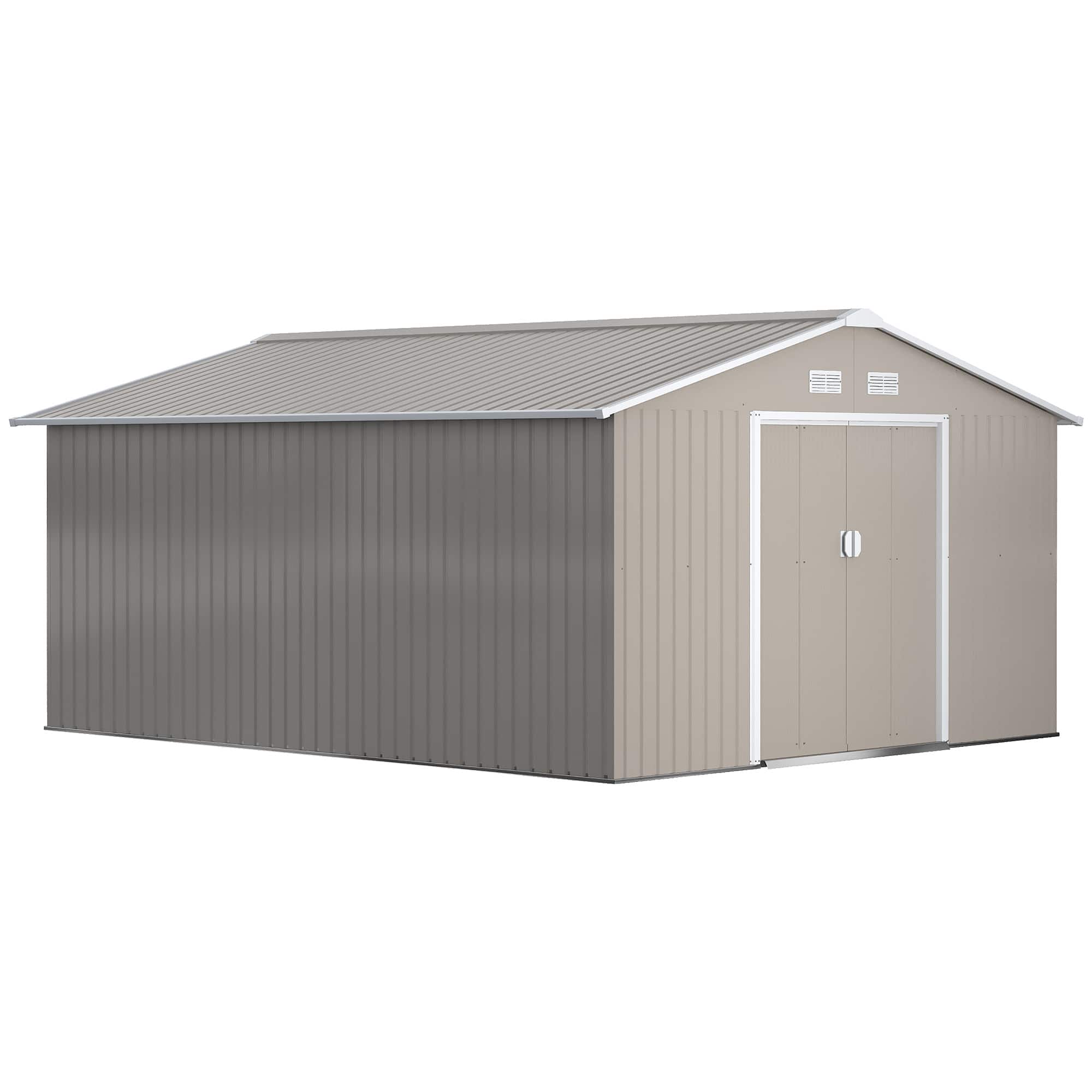 Front. Outsunny - Metal Shed, Storage Shed Utility Storage with Double Locking Doors for Bike, Yard Tools.