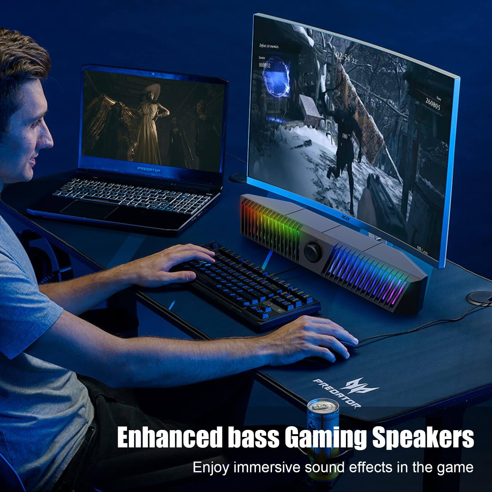 Enhanced bass Gaming Speakers  
Enjoy immersive sound effects in the game