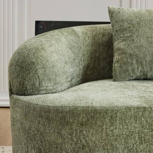 Back. Anysun - Curved Loveseat Sofa with Round Armrest - Compression Couch, 2 Pillows, No Assembly for Small Spaces - Green.