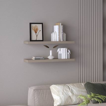 Front. TuHome - Ecco 31.5" Wide Floating Shelves Set Of 2, Shelves For Wall Decor For Bedroom, Bathroom Storage Shelves. - Taupe.