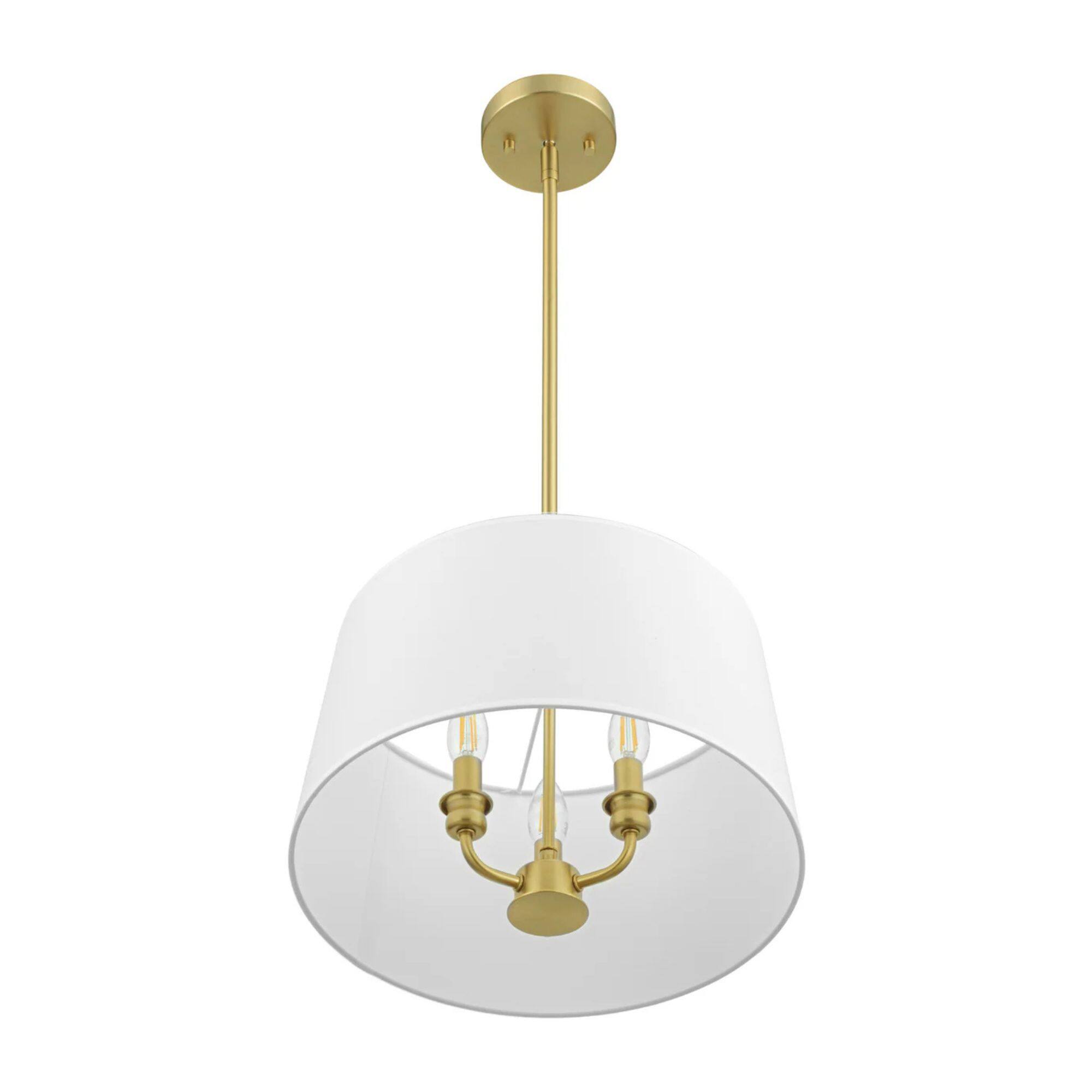 Front. Prominence Home - Prominence Home Billet 3 Light Semi Flush Convertible Pendant, Brushed Gold.