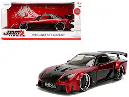 1995 Mazda RX-7 Widebody RHD "VeilSide" Black and Red Metallic "JDM Tuners" Series 1/24 Diecast Model Car by Jada - Multicolor
