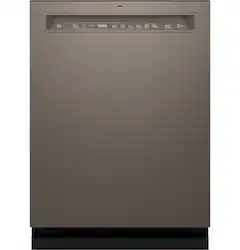 GE - 24" Front Control Built-In Stainless Steel Tub Dishwasher with 3rd Rack, Sanitize Cycle and 47 dBA - Slate - Front_Zoom