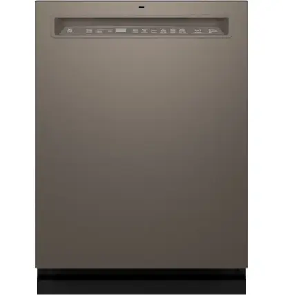 Front. GE - 24" Front Control Built-In Stainless Steel Tub Dishwasher with 3rd Rack, Sanitize Cycle and 47 dBA - Slate.