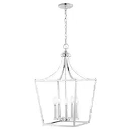 Jonathan Y - Camden 16" 5-Light Iron Classic Midcentury Pendant Lantern - Chrome