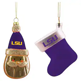 The Memory Company - LSU Tigers Two-Pack Santa & Stocking Blown Glass Ornament Set - Multicolor
