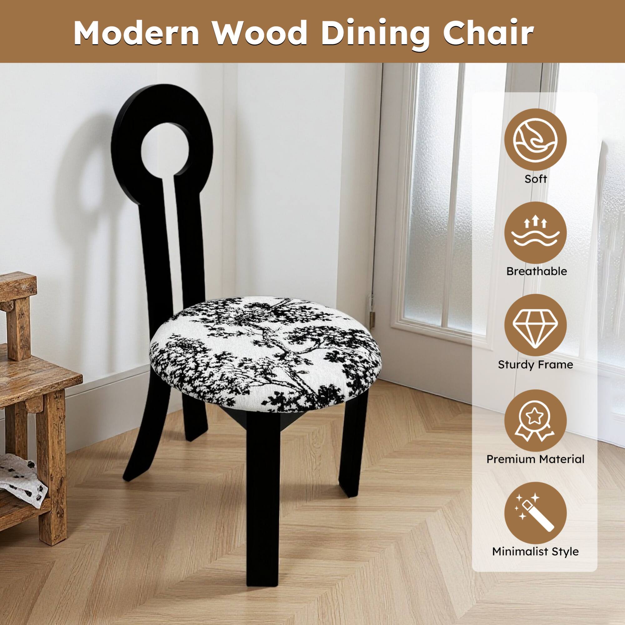 Modern Wood Dining Chair

- Soft
- Breathable
- Sturdy Frame
- Premium Material
- Minimalist Style
