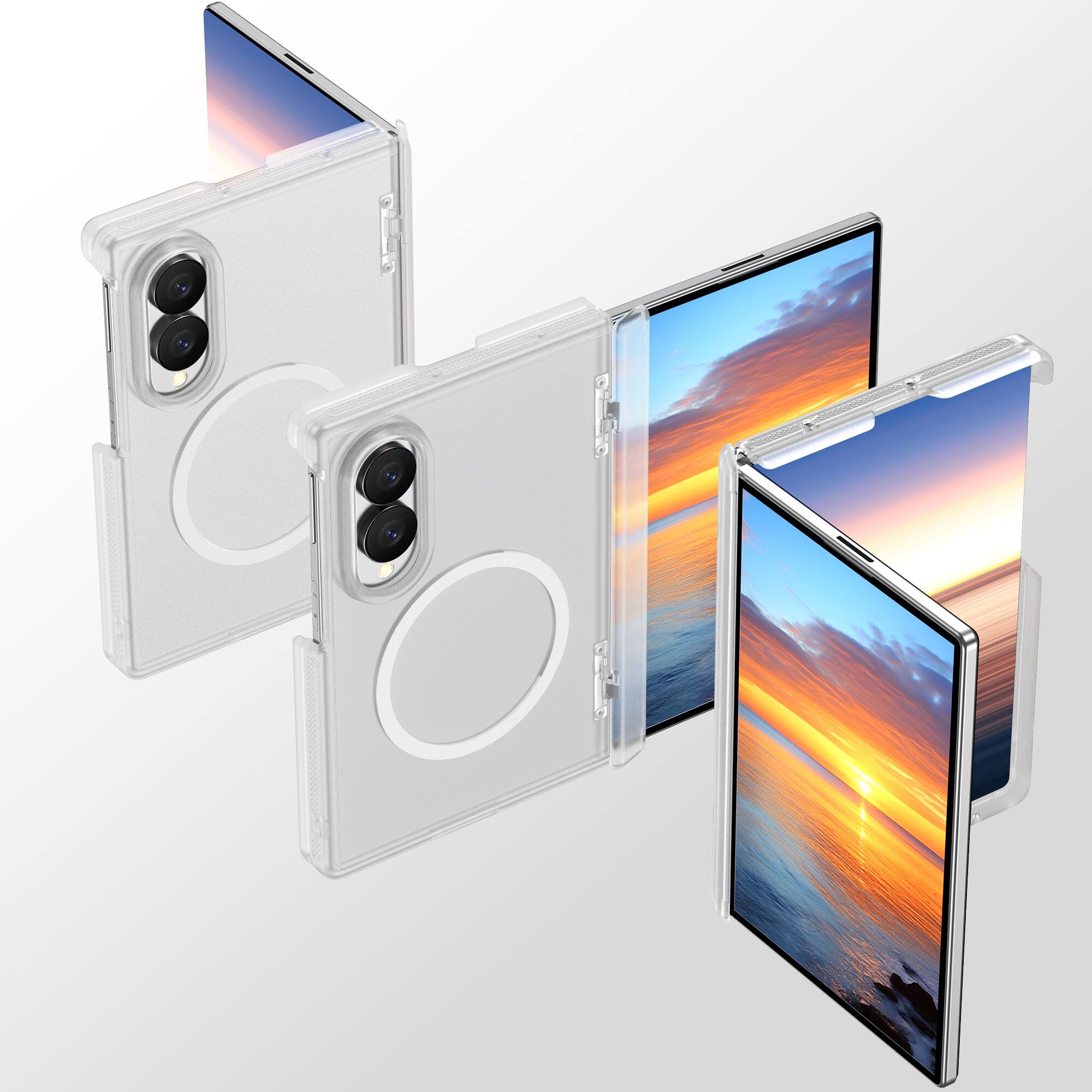 Angle. Dteck - Magnetic Matte Case for Samsung Galaxy Z Fold8 with Hinge Protection,Slim Hard PC Back Cover,No Front Frame Shell - Matteclear.