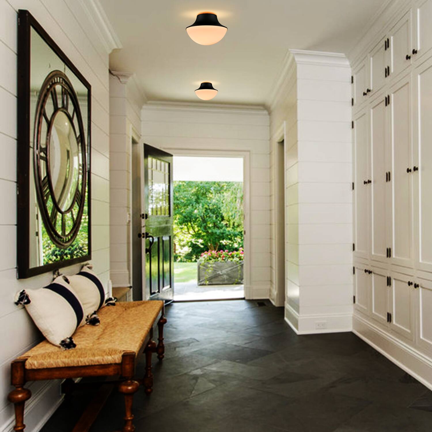 Back. MOOSE - Modern Matte Black Semi Flush Mount Ceiling Light Fixture - Black.