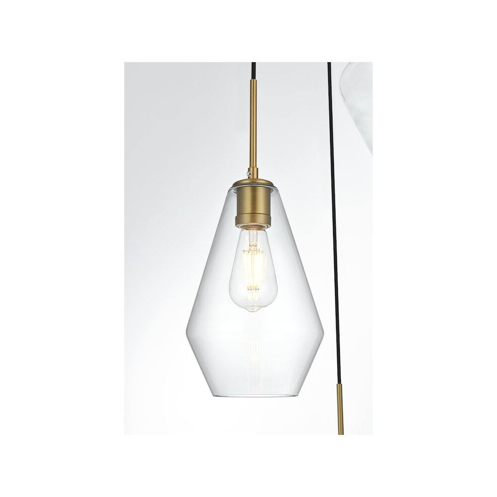 Alt View 4. Living District - Gene 17.5 Inch Pendant Clear Shade in Satin Gold - Satin Gold And Clear.