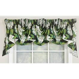 RLF Home - Hydrangea Empire Valance 3-Scoop. 64" x 25" For windows up to 60"W - Tuxedo black