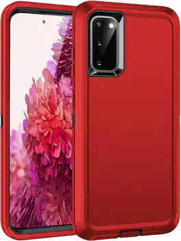 Entronix - Heavy Duty Phone Case for Samsung Galaxy S20 FE - Triple-Layer Protection - Red