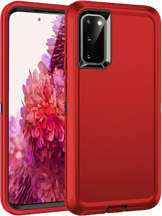 Front. Entronix - Entronix Heavy Duty Triple-Layer Case for Samsung Galaxy A03s - Ultimate Protection - Red.