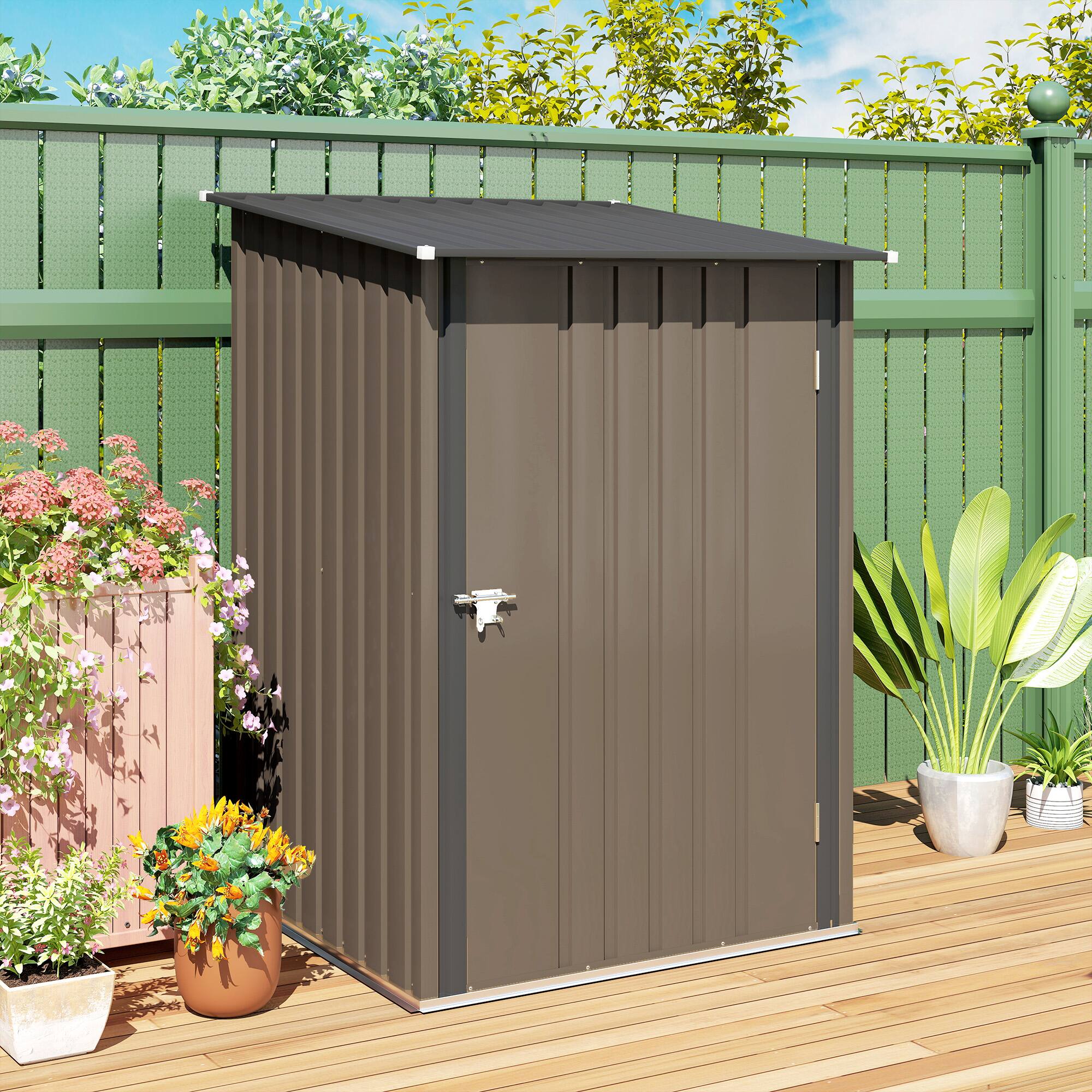 Alt View 8. Outsunny - 3.3' x 3.4' Lean-to Garden Storage Shed.