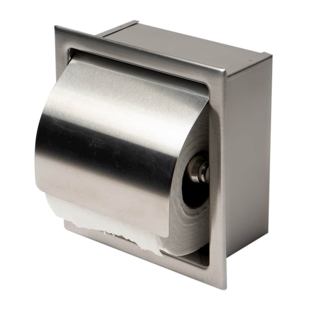 Alfi - Brushed Stainless Steel Recessed Toilet Paper Holder with Cover - Silver