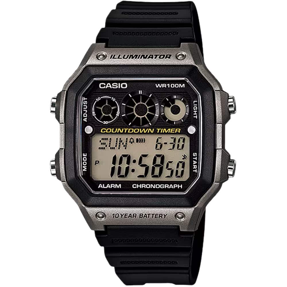 Casio - Men’s Digital Illuminator and Grey Digital Watch - AE-1300WH-8AV - Black