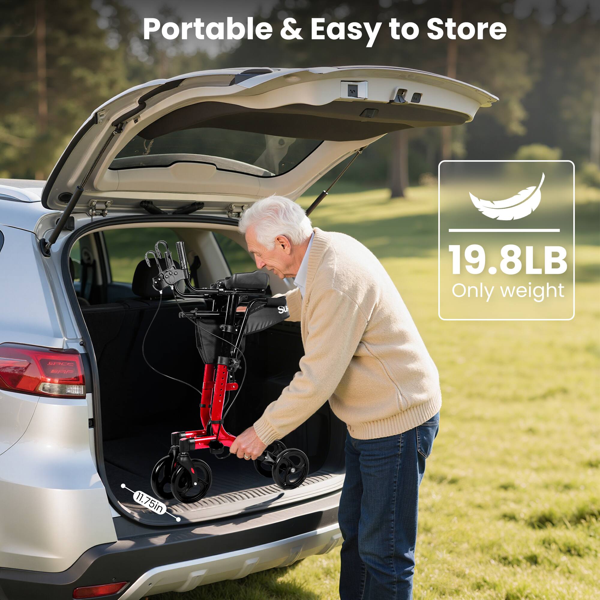 Portable & Easy to Store  
19.8LB Only weight  
11.75in
