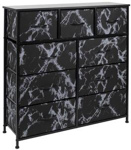 Sorbus - 9 Drawers Dresser - Furniture Storage for Bedroom, Closet, and More - Steel Frame, Wood Top, Fabric Bins - Marble Black