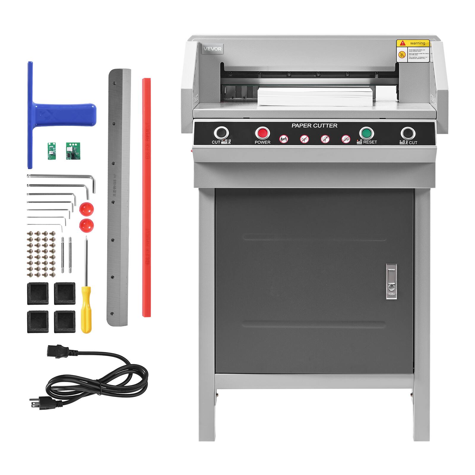 VEVOR

warning

PAPER CUTTER

CUT

POWER

RESET

L CUT

RUCH