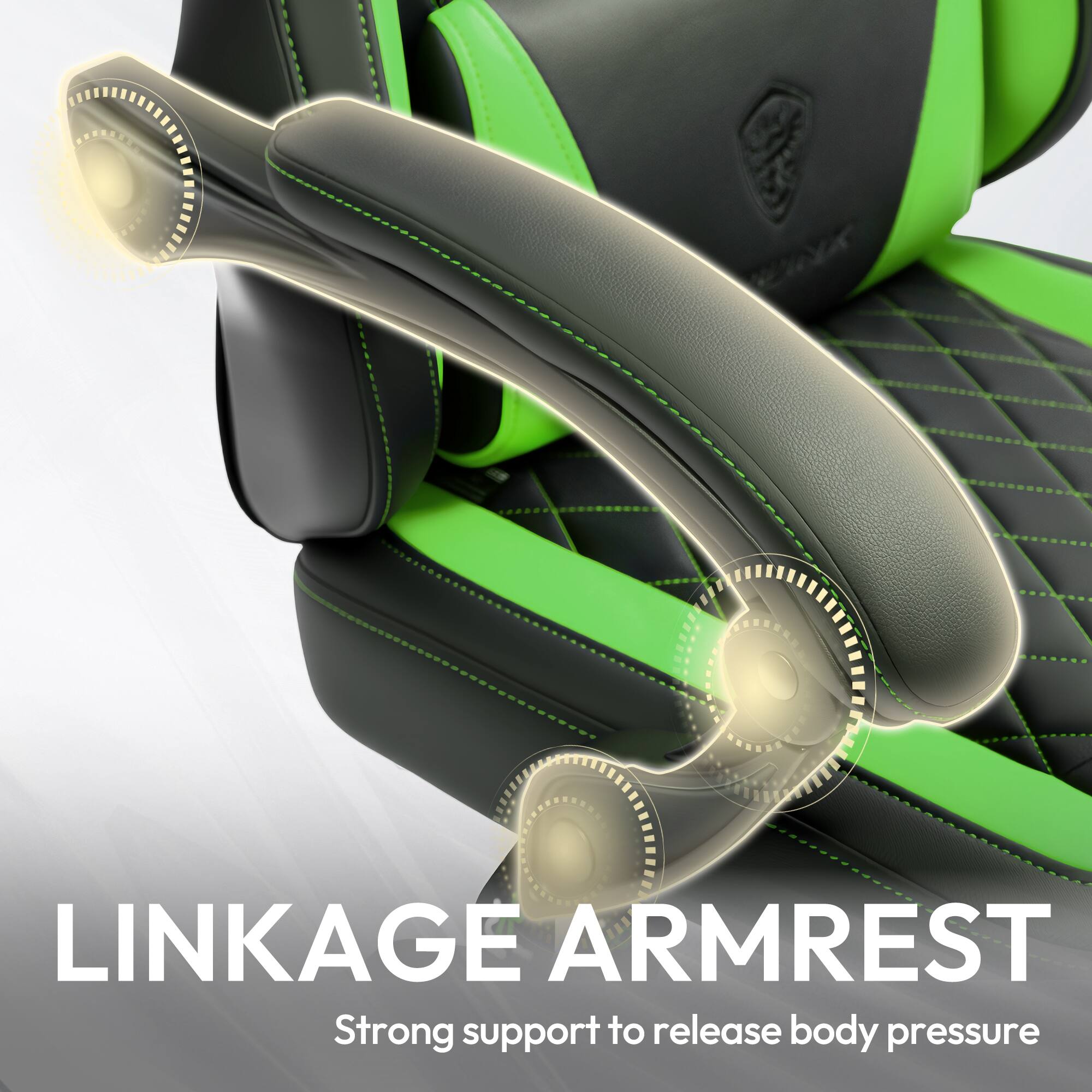LINKAGE ARMREST  
Strong support to release body pressure