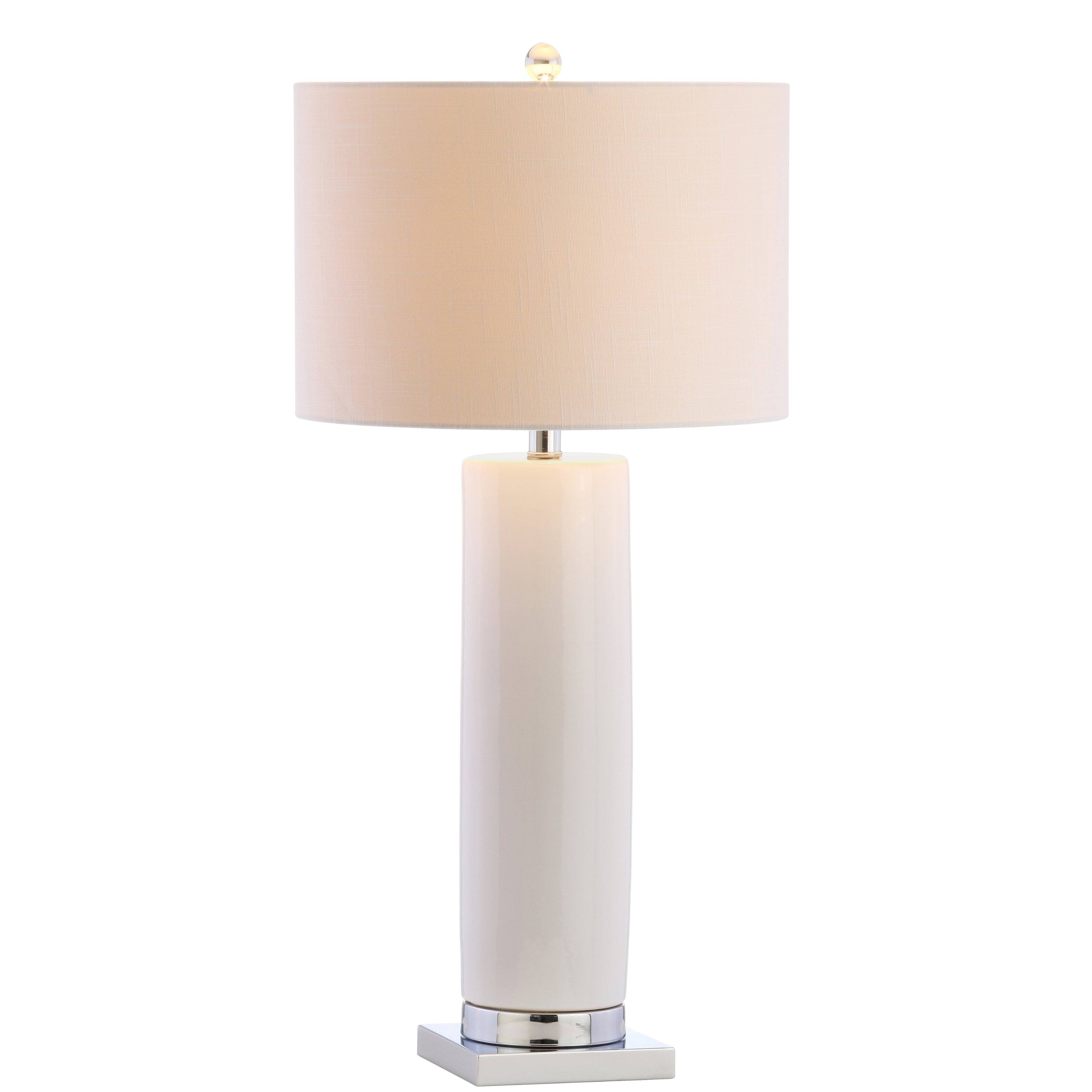 Jonathan Y - Dallas 31.5" Ceramic LED Table Lamp - White/Chrome