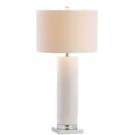 Jonathan Y - Dallas 31.5" Ceramic LED Table Lamp - White/Chrome