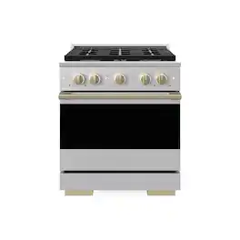 ZLINE - Autograph 30 in. 4.2 cu. ft. Marino Dual Fuel Freestanding Range w/ 4 Gas Burners & Convection Oven w/ Bronze Accents - Stainless Steel