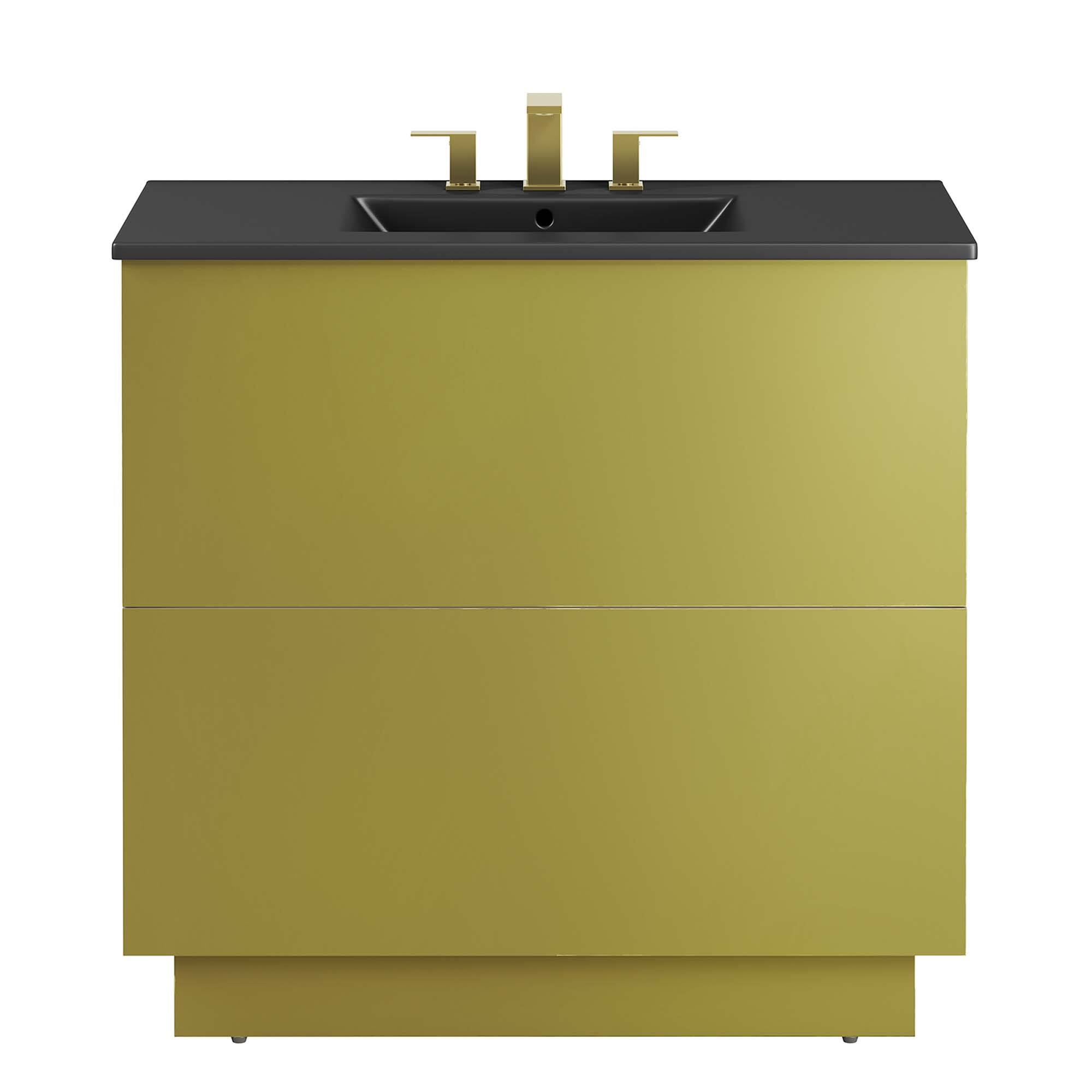 Alt View 4. Modway - Quantum Bathroom Vanity Basin Included by Modway - Black Gold.