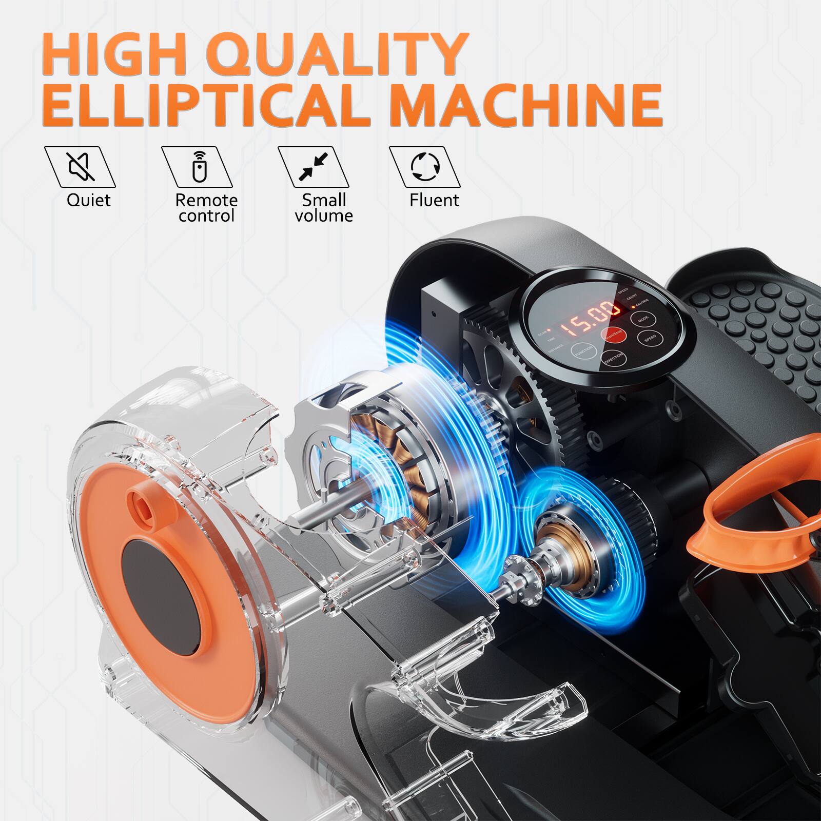 HIGH QUALITY ELLIPTICAL MACHINE

- Quiet
- Remote control
- Small volume
- Fluent

15:00