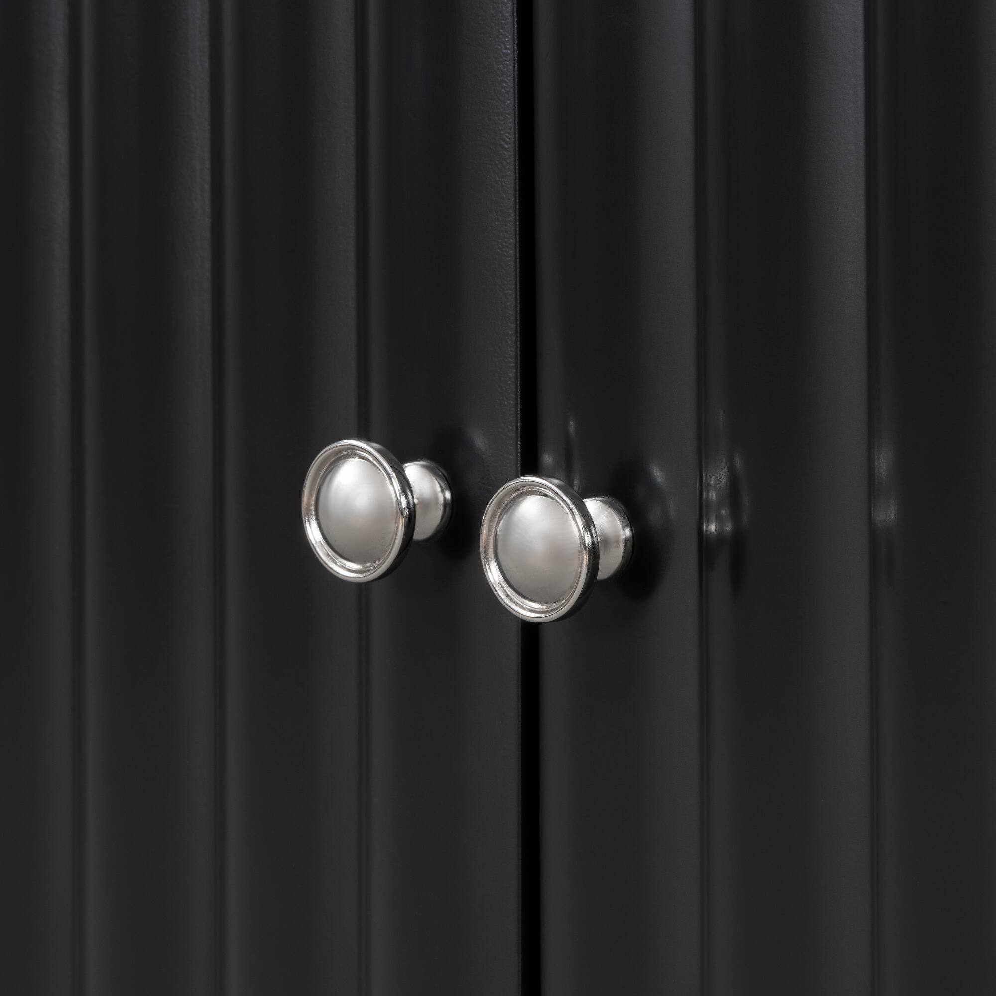 Alt View 5. Spaco - Spaco 4-Door Sideboard, Buffets with Wavy Pattern, Metal Handles and Legs, Adjustable Shelves for Living Room Entryway - Black.