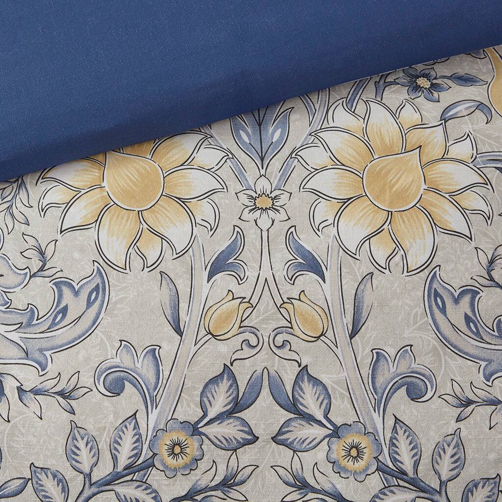 Alt View 5. Gracie Mills - Gracie Mills Marlon 6-Piece Botanical Cotton Comforter Set - Blue/Yellow.