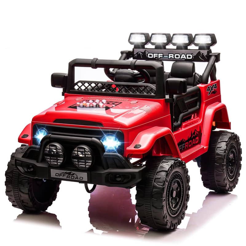 GARVEE - 12V Ride On Car for Kids, Power Wheels w/Remote, LED, Dual 45W Motors, Bluetooth, 3-Speed Options - Red