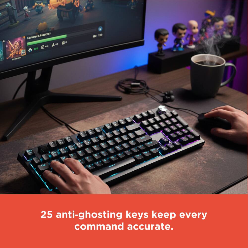 25 anti-ghosting keys keep every command accurate.