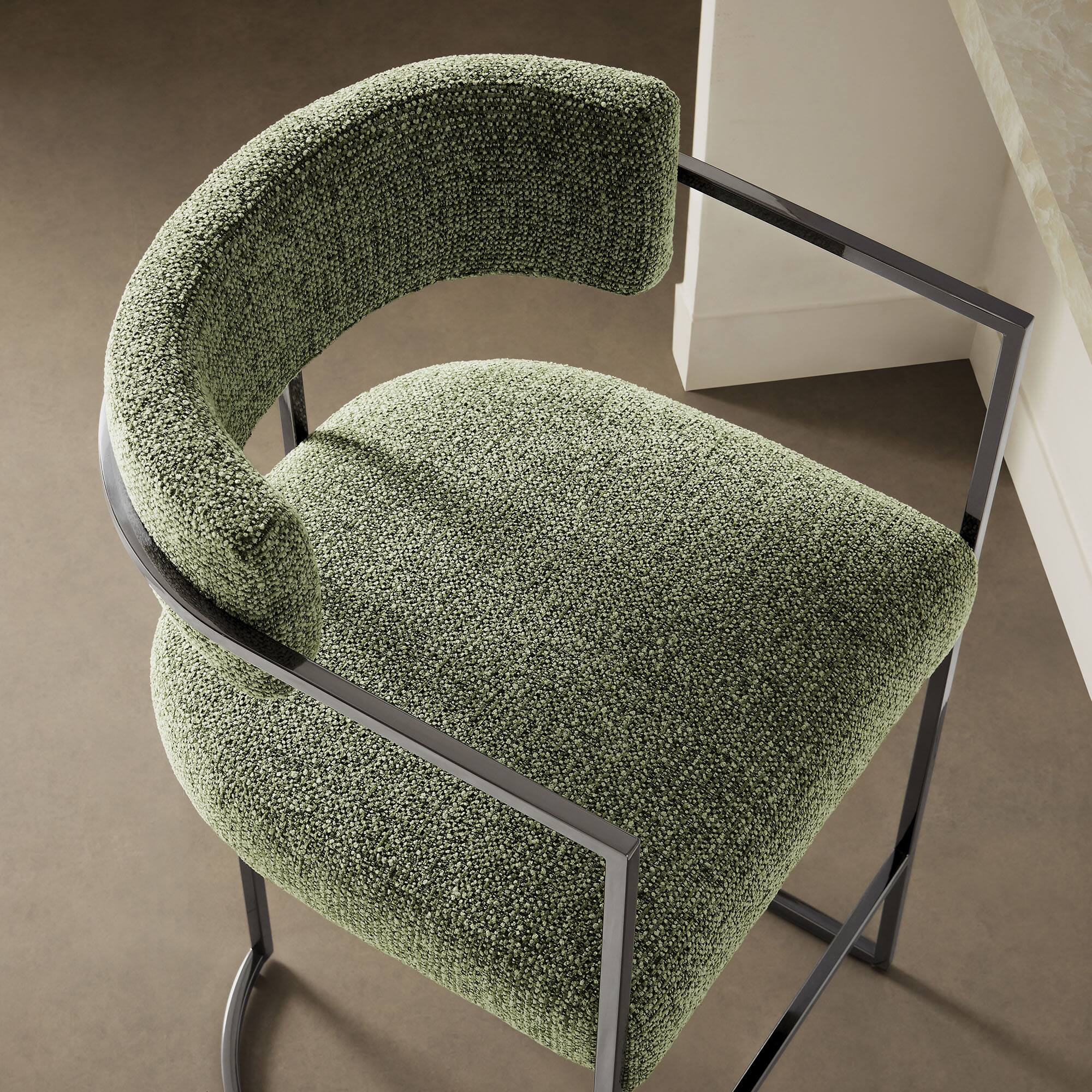Alt View 6. Modway - Huron Curved Back Fabric and Metal Counter Stool - Silver.