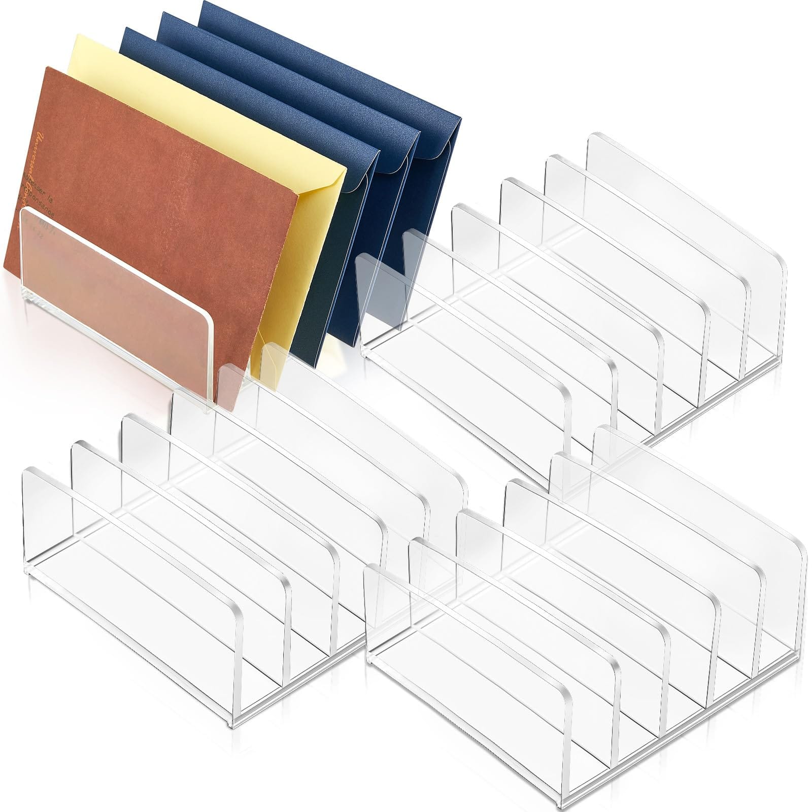 Paradigms Interiors - 4 Tray For Stuffing Mail Sorter Organizer Clear Desk Envelope Sorting Bill Business Card Eyeshadow Palette( - 5 Slot