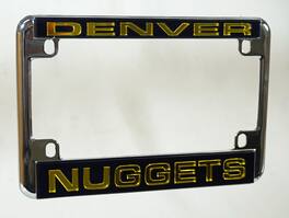 Rico Industries - Denver Nuggets Chrome Motorcycle, RV or Trailer License Plate Frame - Multi