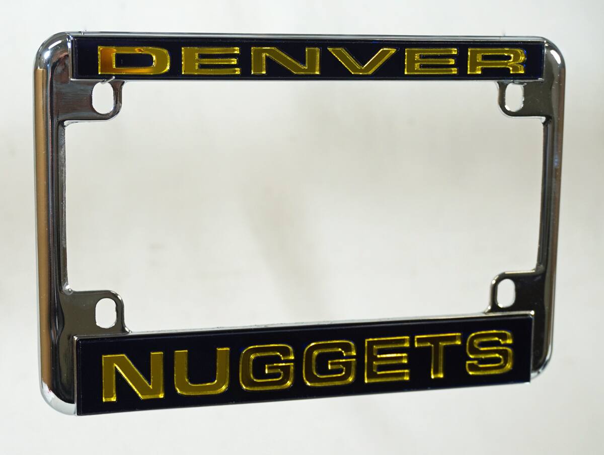 Denver Nuggets Chrome Motorcycle License Plate Frame - also Recreational Vehicles, RVs, Bikes & Scooters