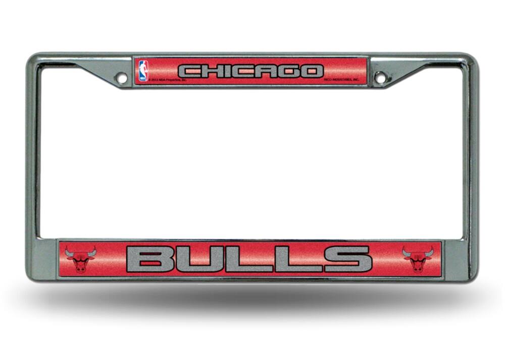 Chicago Bulls NBA Sparkly Glitter Bling Look Chrome License Plate Frame