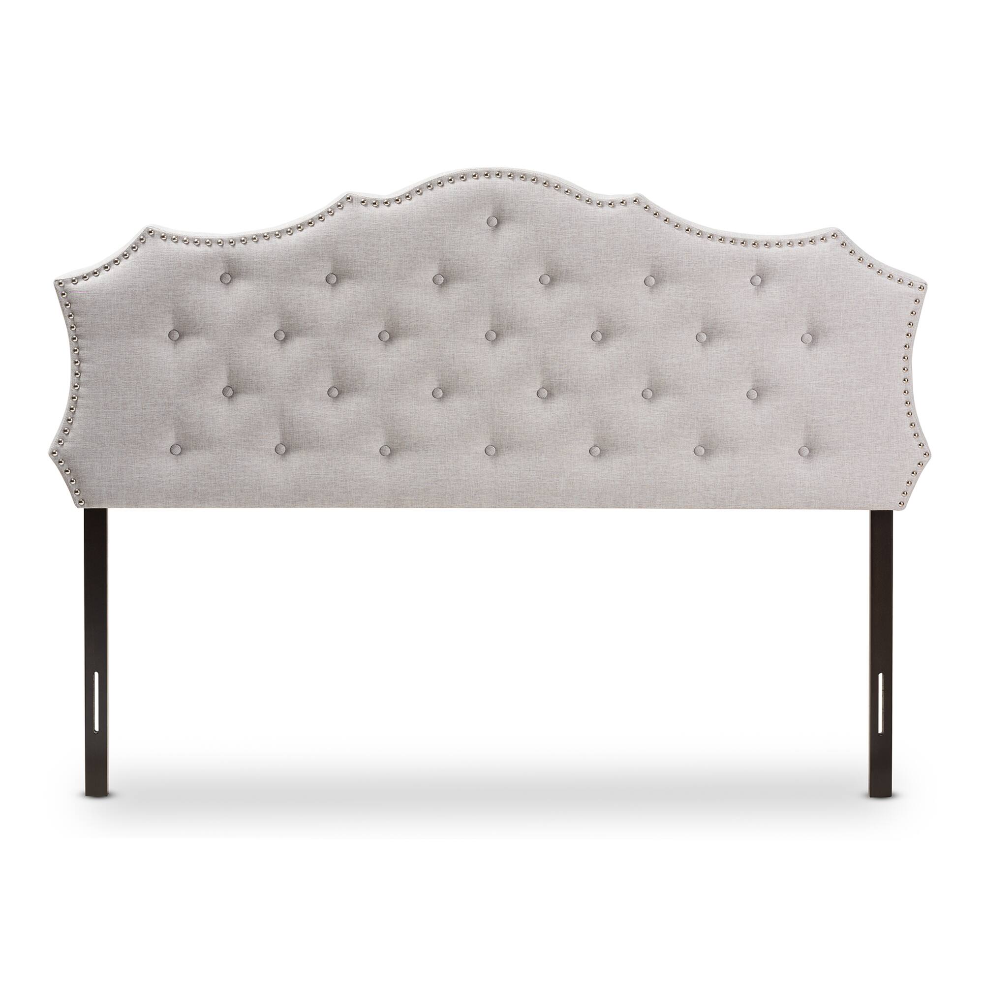 Angle. Baxton Studio - Aurora Modern and Contemporary Fabric Queen Size Headboard - Greyish Beige.