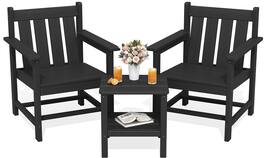 SERWALL - 3 Pieces Patio Bistro Set-Outdoor Chairs and Side Table with Umbrelle Hole - Black