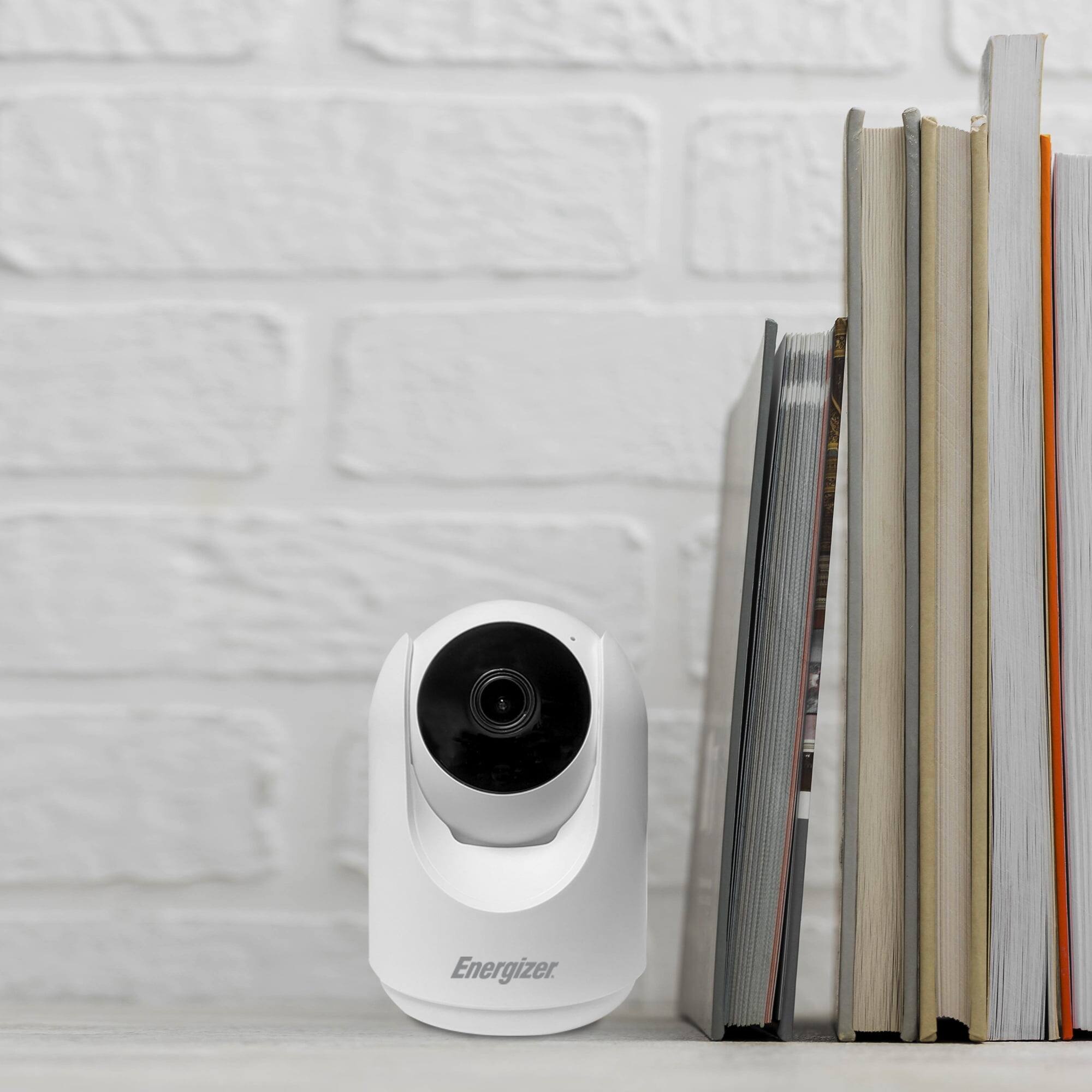 Back. Energizer - Energizer Smart 1080p Indoor Pan & Tilt Wired White Camera, Motion Tracking, Two-Way Conversation, Night Vision - White.
