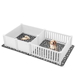 VEVOR - Dogs Whelping Box, 93.3x48.4x18.1 inch, Plastic PVC Puppies Playpen with Height Adjustable Door and Washable Pee Pad