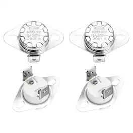 Unique Bargains - KSD301 Thermostat 200°C/392°F 16A Normally Open N.O Temperature Switch for Microwaves/Oven 4pcs Ceramic - Silver