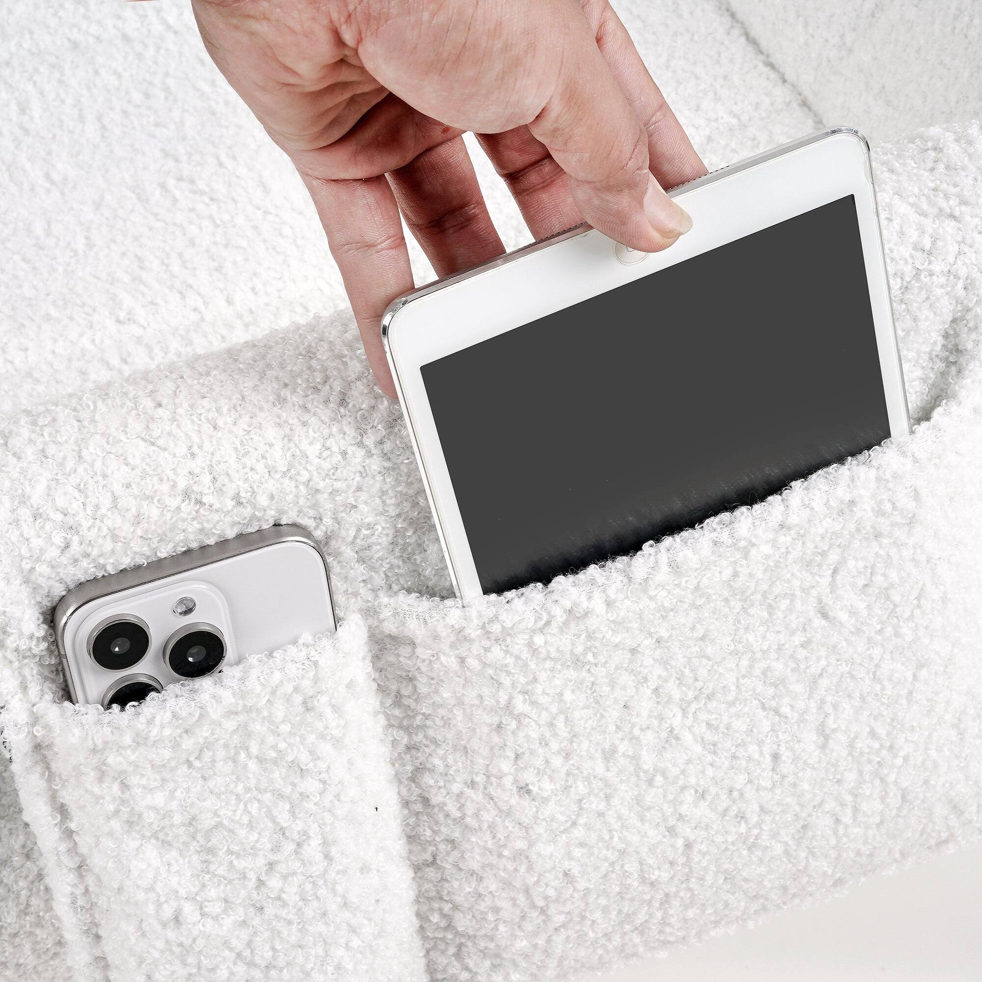 Left. Vecelo - Adjustable Teddy Fabric Nursery Rocking Chair with Reclining Back&Footrest, Modern Recliner for Living Room or Baby Room - White.