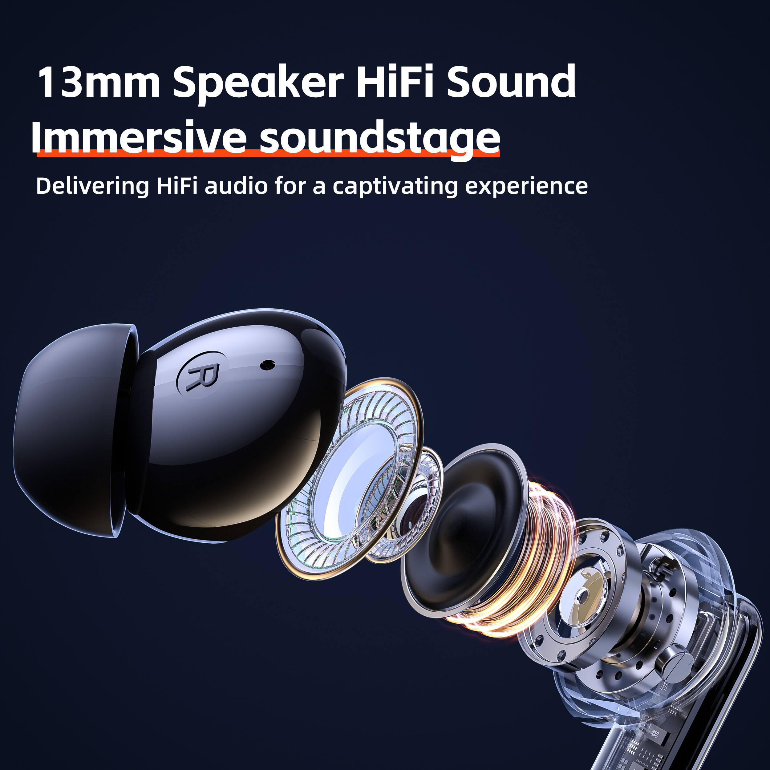 13mm Speaker HiFi Sound  
Immersive soundstage  
Delivering HiFi audio for a captivating experience